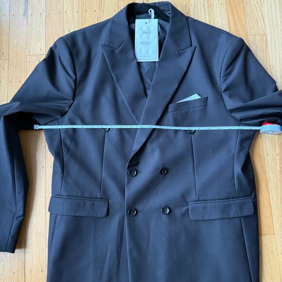 Men’s Mogu Black Double Breasted Suit Jacket Blazer Notched Lapel Size 42 NWT - Picture 10 of 14